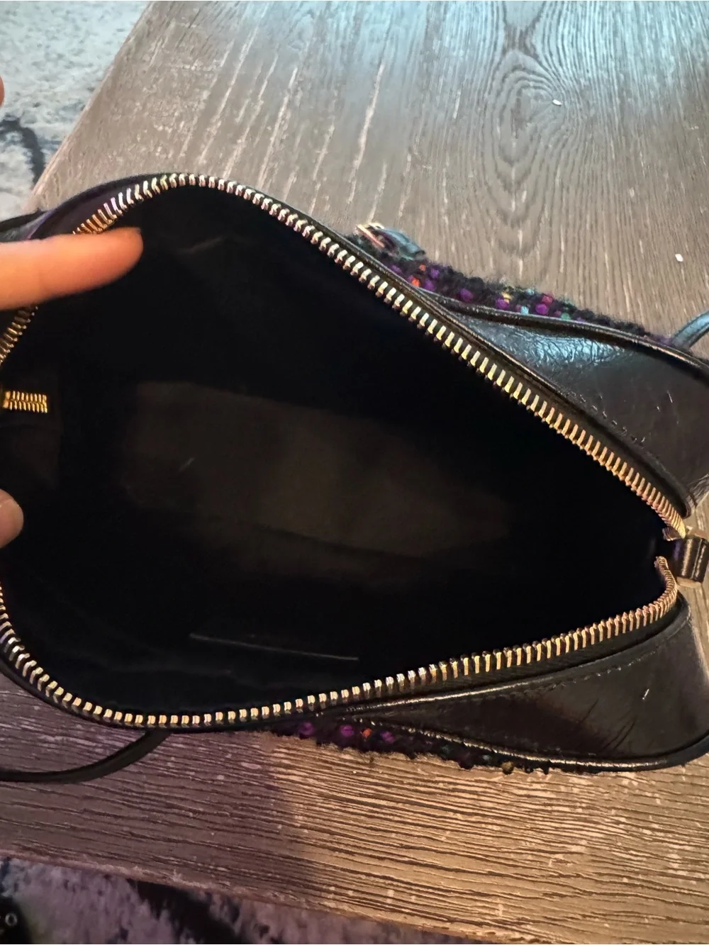 Saint Laurent Black Tweed Crossbody Camera Bag with Multicolor Woven Accents - Picture 3 of 4